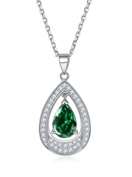 Emerald [Libra] 925 Sterling Silver Birthstone Water Drop Dainty Necklace